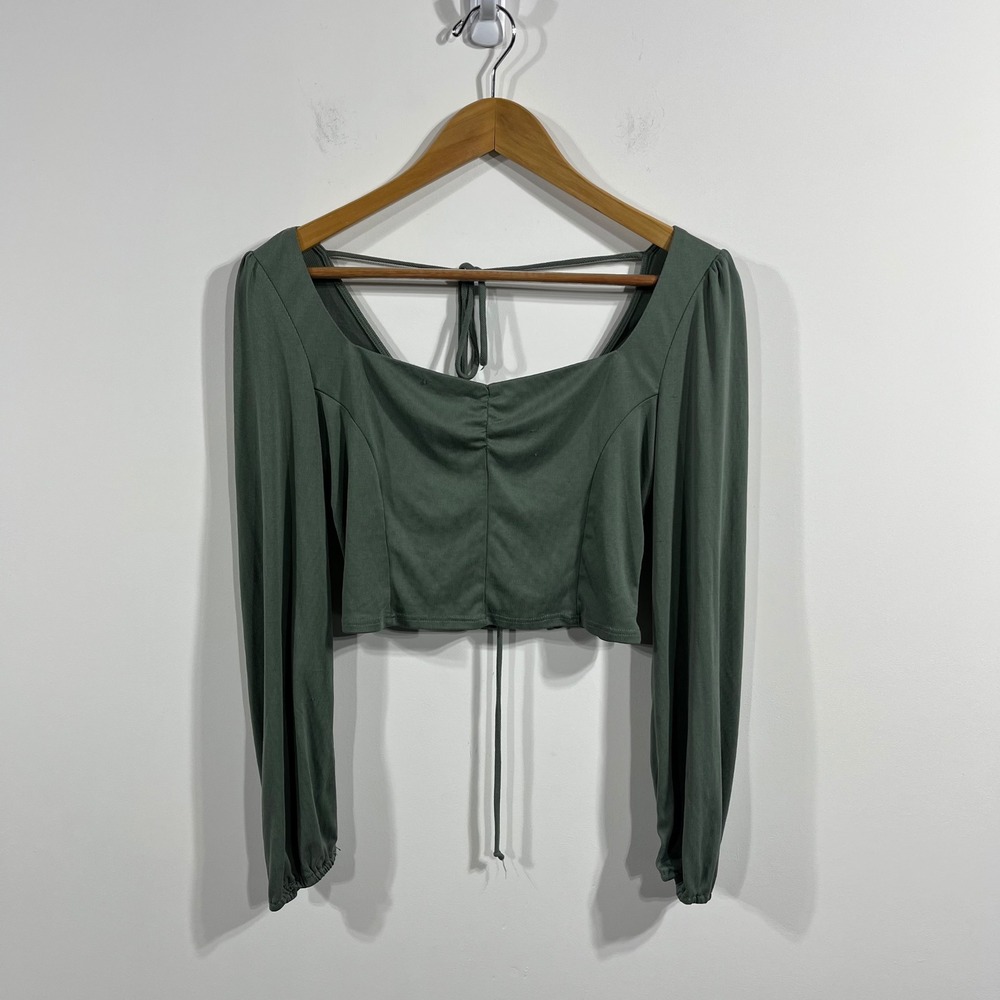 Urban Romantics Milkmaid Smocked Back Crop Top Womens Medium Coquette Boho Fairy